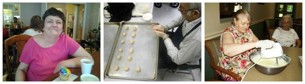 Senior Living residents baking cookies 