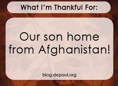 "What I'm thankful for: Our son home from Afghanistan"