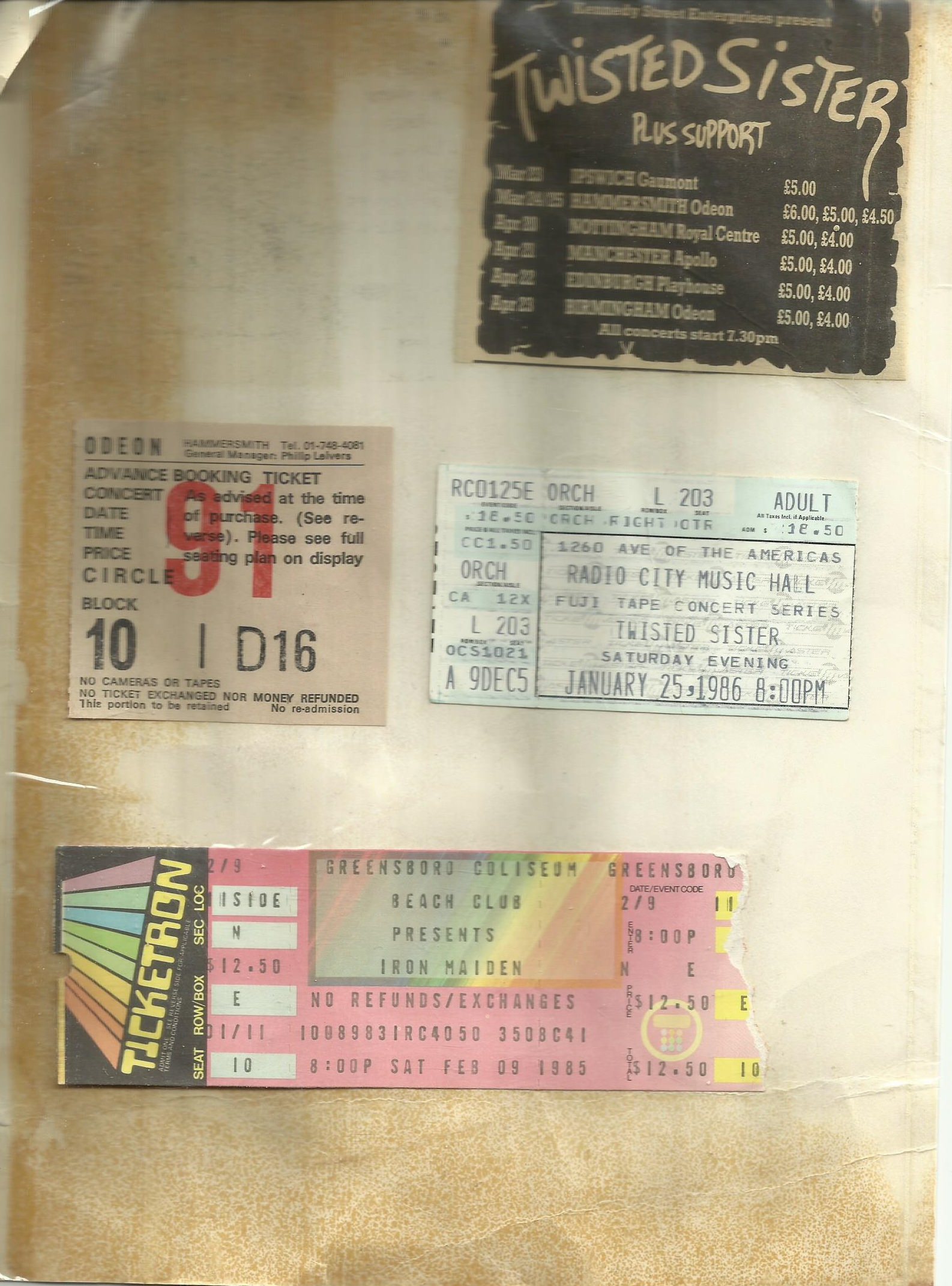 Sherry Colbert Twisted Sister Scrapbook with tickets and memories from the trip
