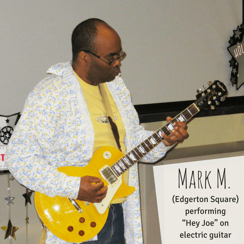 Mark M. from Edgerton Square performing Hey Joe on electric guitar 