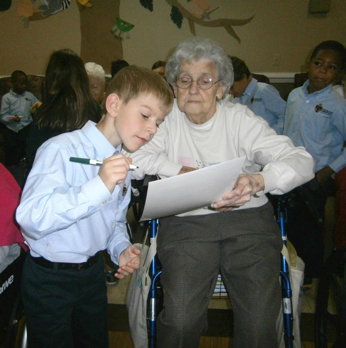 student Matthew Francis with Wexford House resident Sammie Atwell