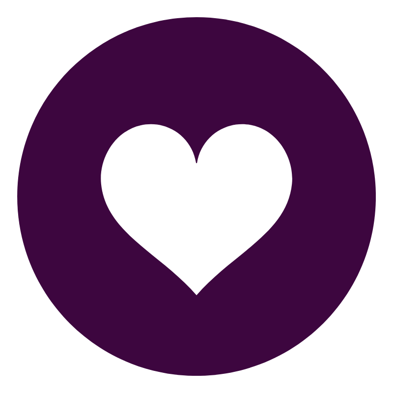 Purple circle with white heart