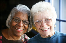 African American and Caucasian senior women