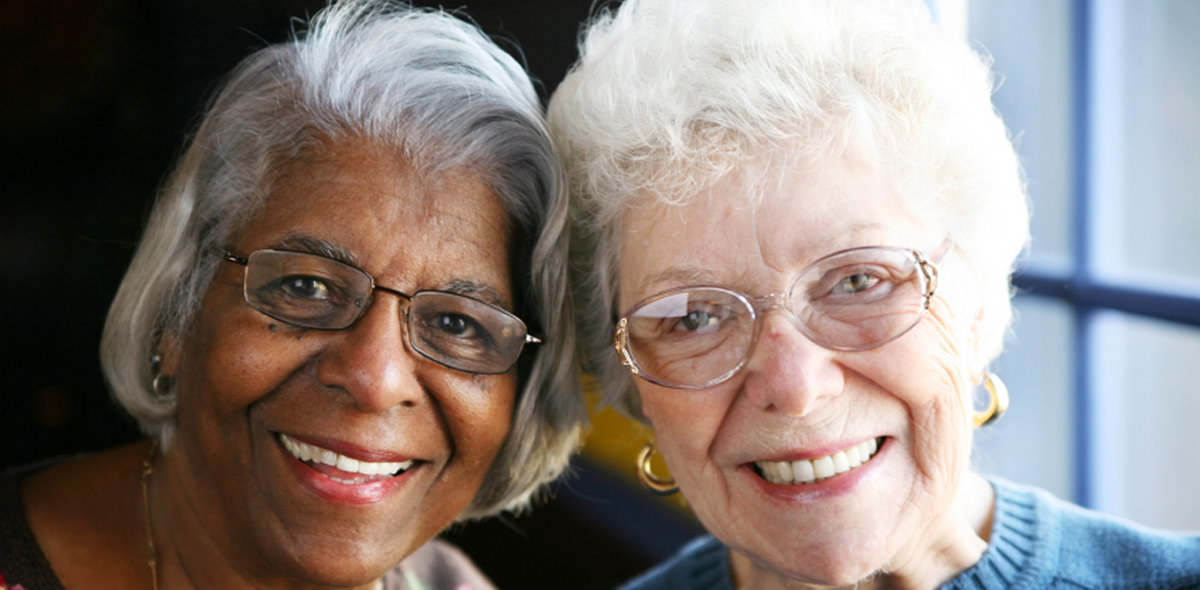 African American and Caucasian senior women
