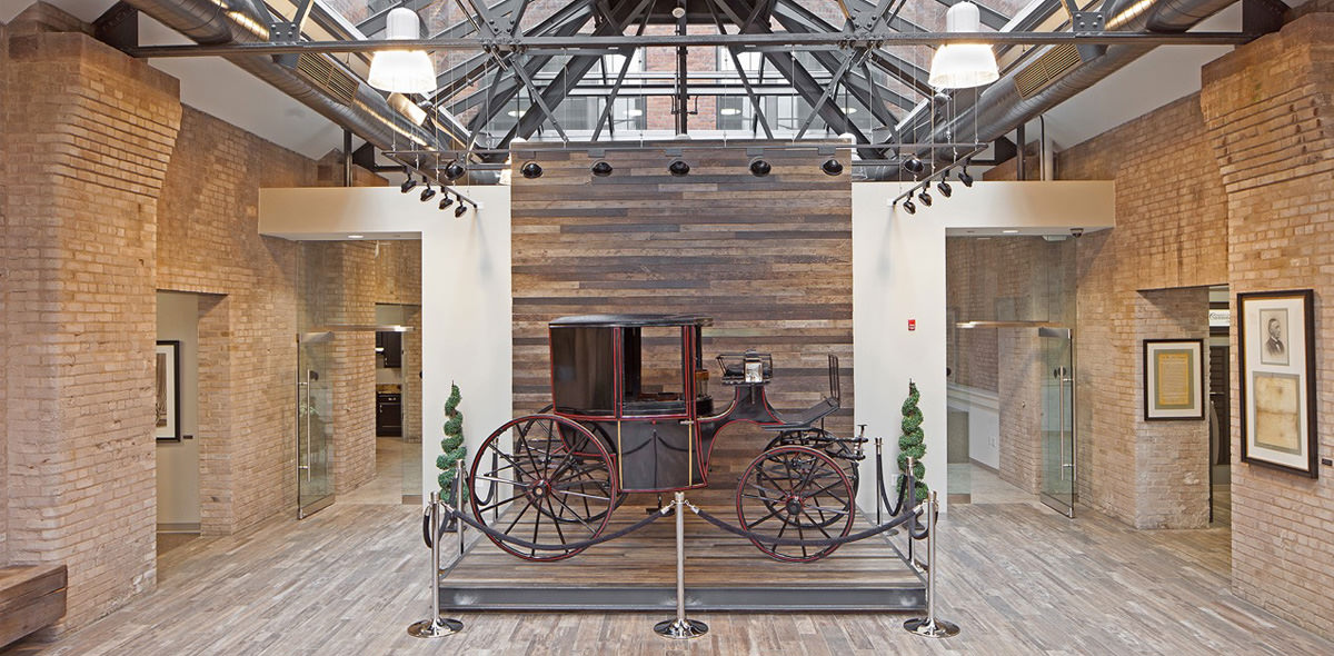 Carriage Factory Apartments Lobby with Cunningham Carriage