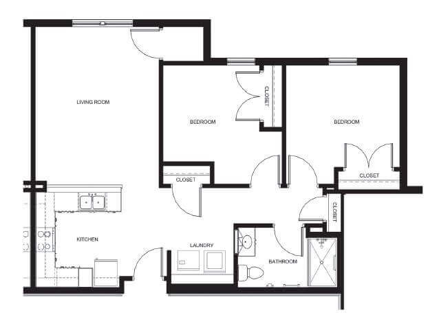 Rochester View Apartments Two Bedroom Floor Plan