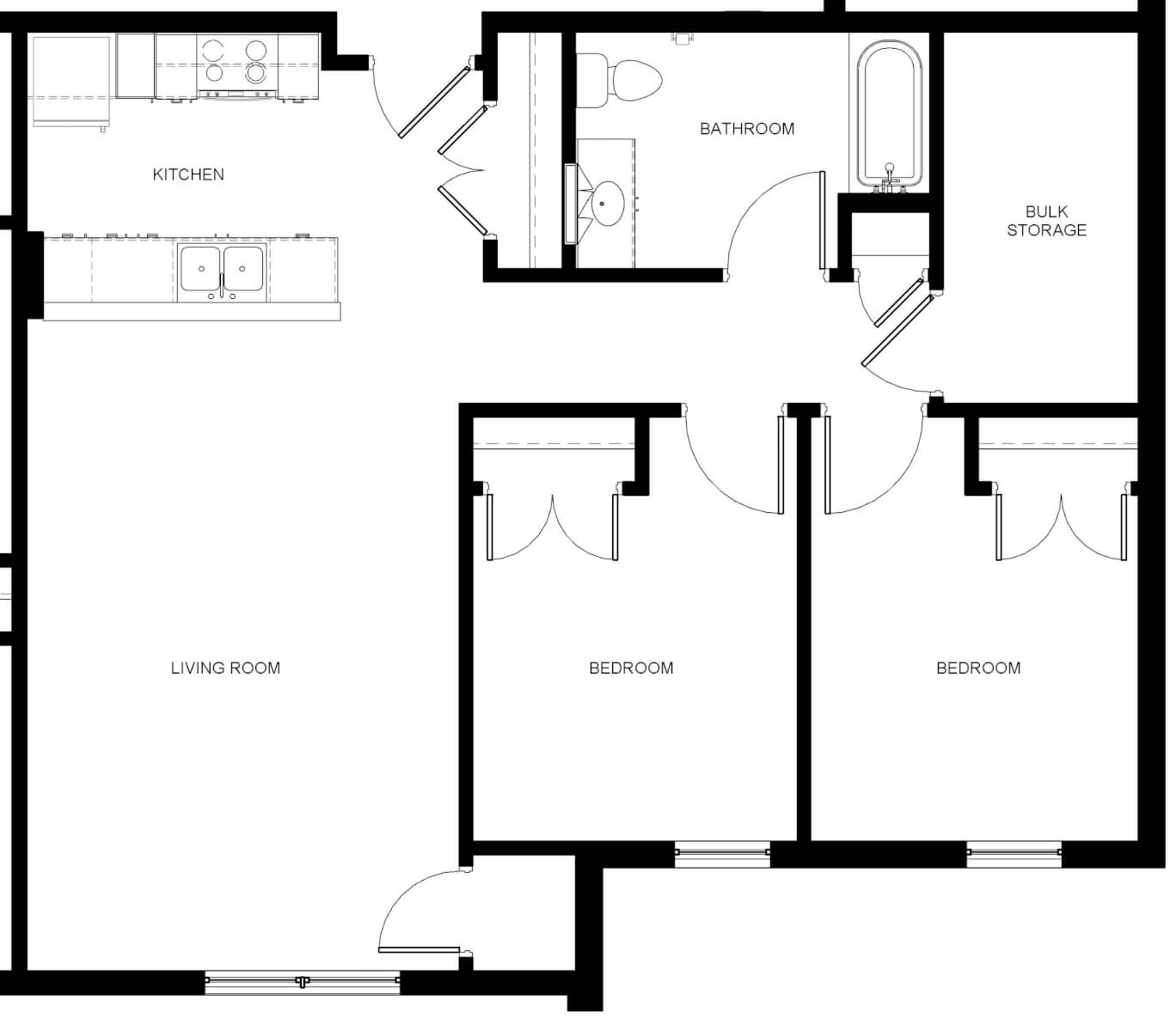 Two-bedroom unit