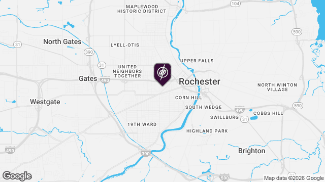 Map showing location of Brown Street Apartments