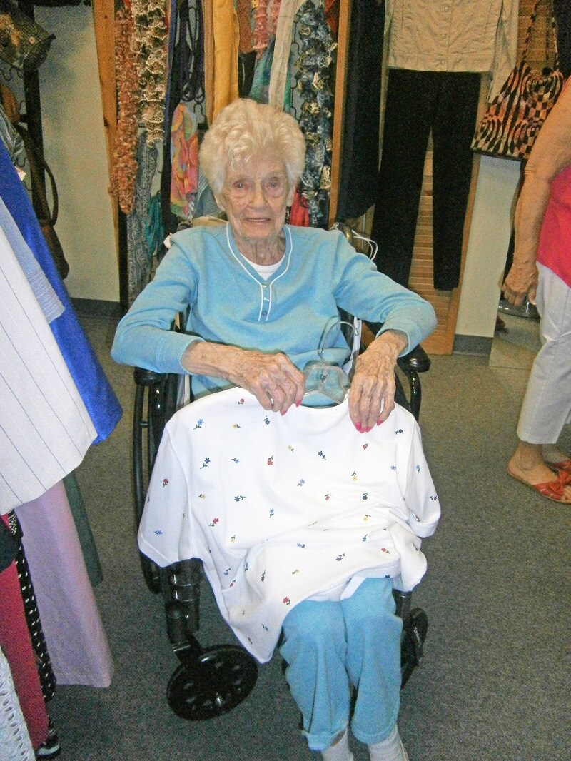 Wexford House resident Eileen Ellis enjoys a day of shopping at Amy’s Closet
