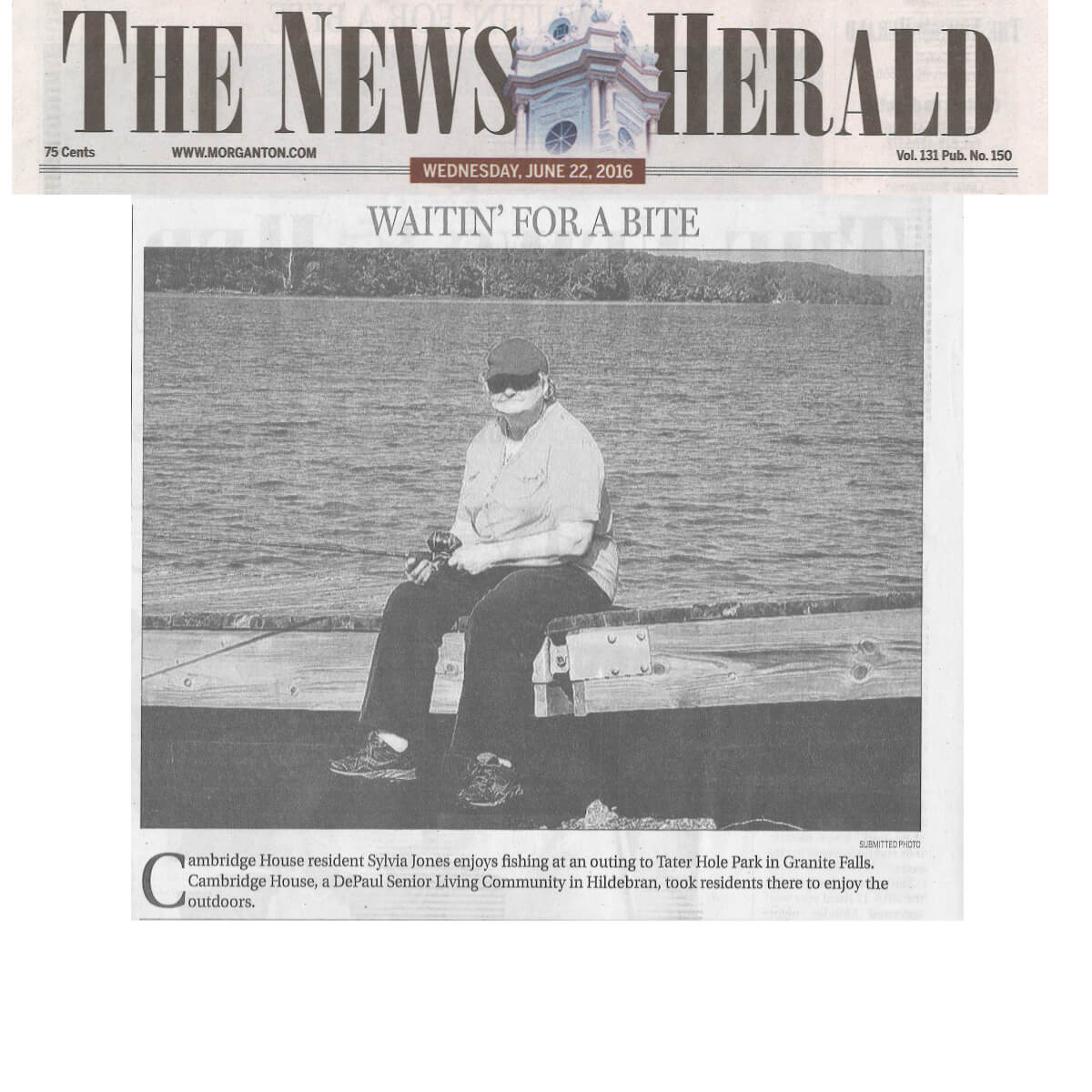 Cambridge House residents go Fishing, May 22, 2016 story in the News Herald 