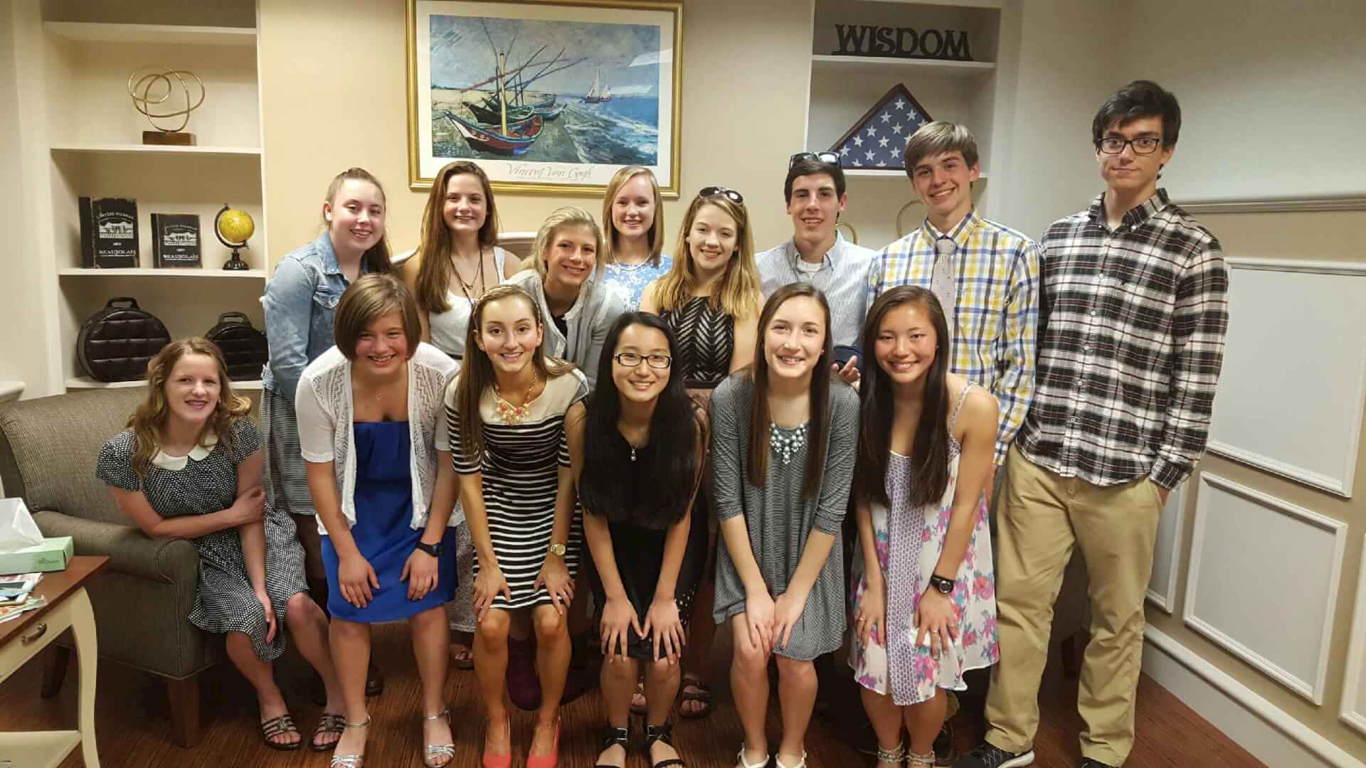 group photo of Canandaigua Academy’s Key Club at Horizons Assisted Living 