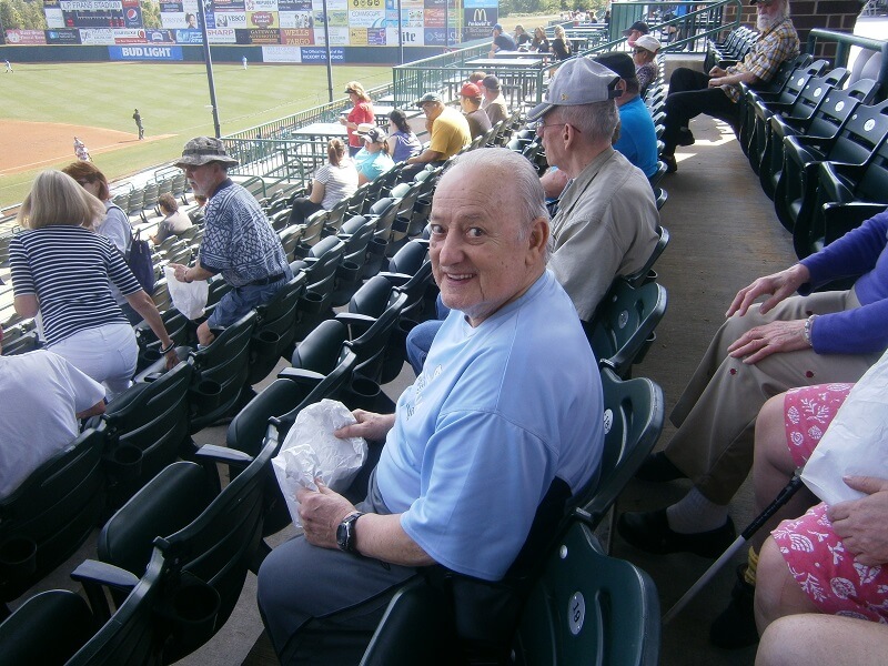  Wexford House resident Howard Farr takes in the sights at a recent Hickory Crawdads baseball game