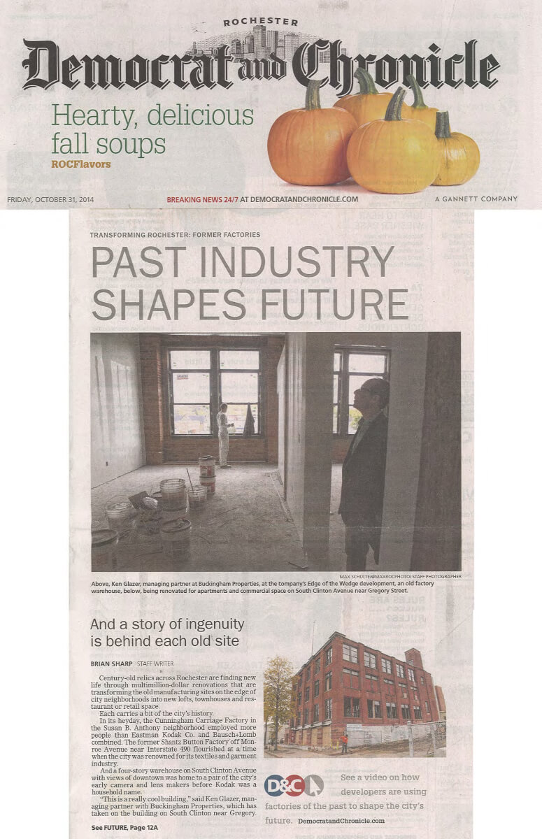 Carriage Factory Apartments, D&C article about Past Industry Shaping Future October 2014