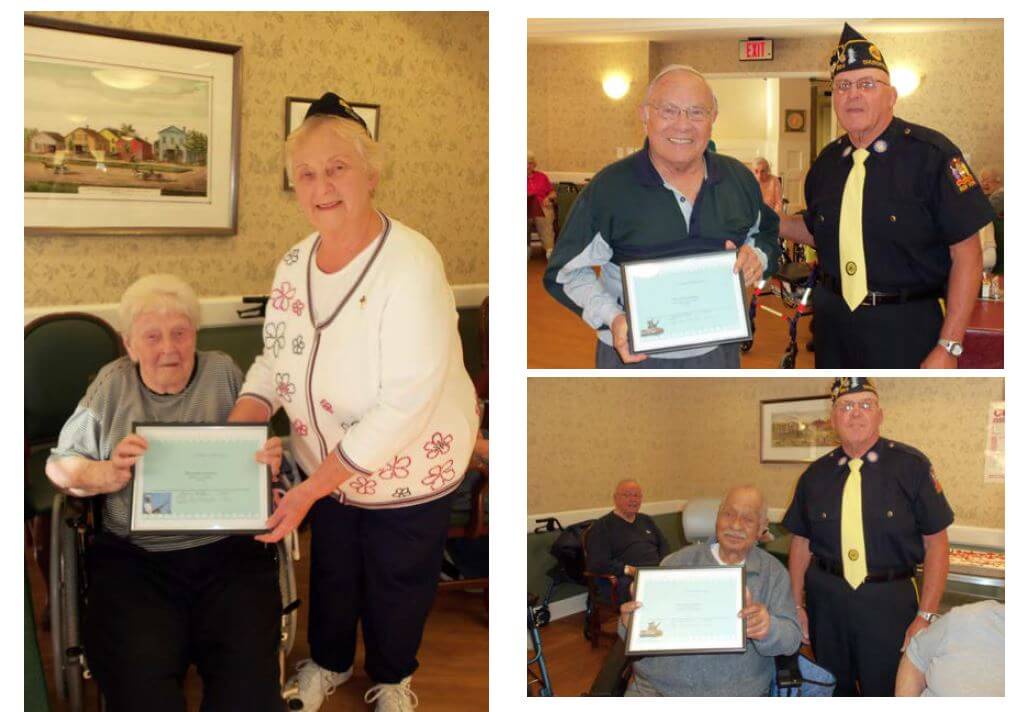 Glenwell residents accept certificates for their military service