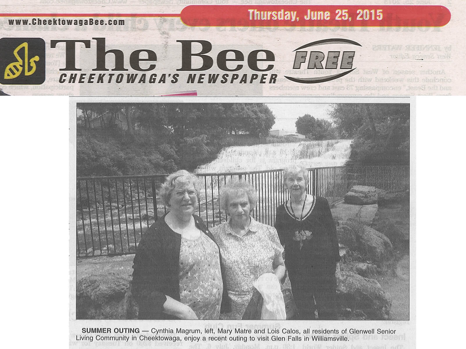Glenwell visits Glen Falls in Williamsville photo in the Cheektowaga Bee June 25, 2015
