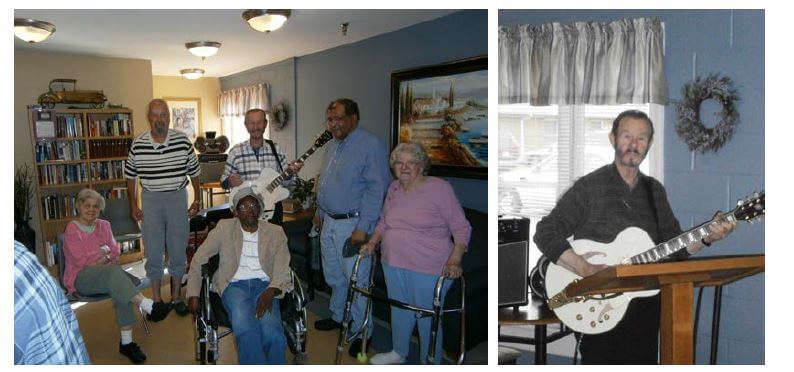 Musician Richard Dupree playing music for Oakview Commons residents