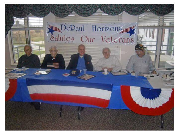 Horizons residents being honored at a Veterans recognition ceremony