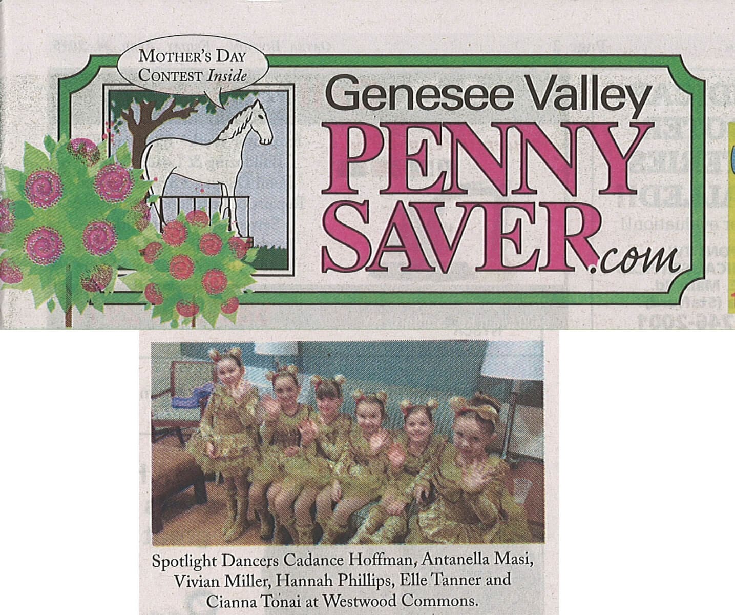 Spotlight Dancers (Genesee Valley Pennysaver April 24, 2015) DePaul