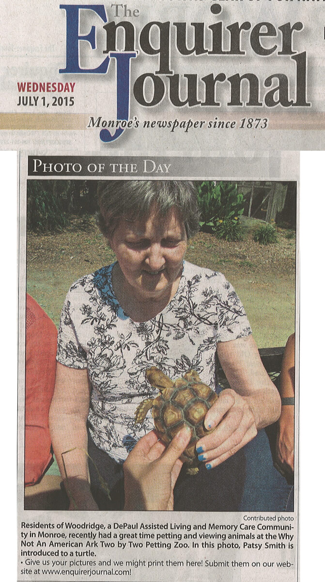 Woodridge Zoo Visit photo in the Enquirer Journal July 1, 2015