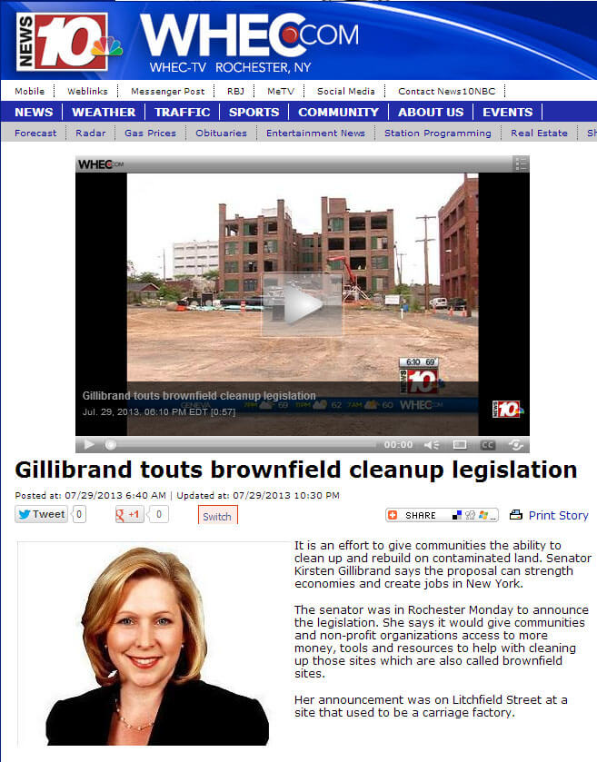 Carriage Factory Apartments Supported by Gillibrand Press Conference 10 WHEC 7.29.2013.