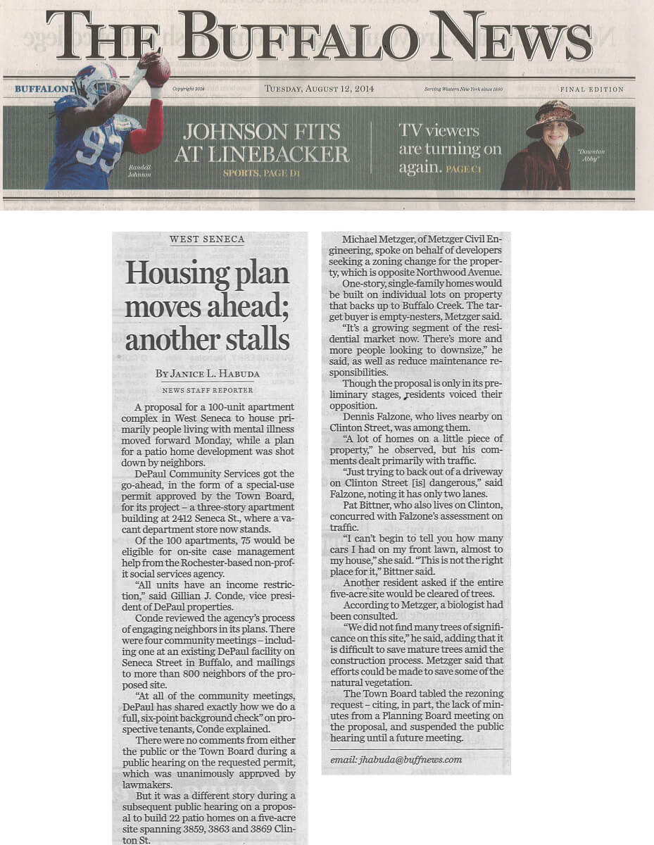 Ebenezer Square approval article in the Buffalo News August 12, 2014