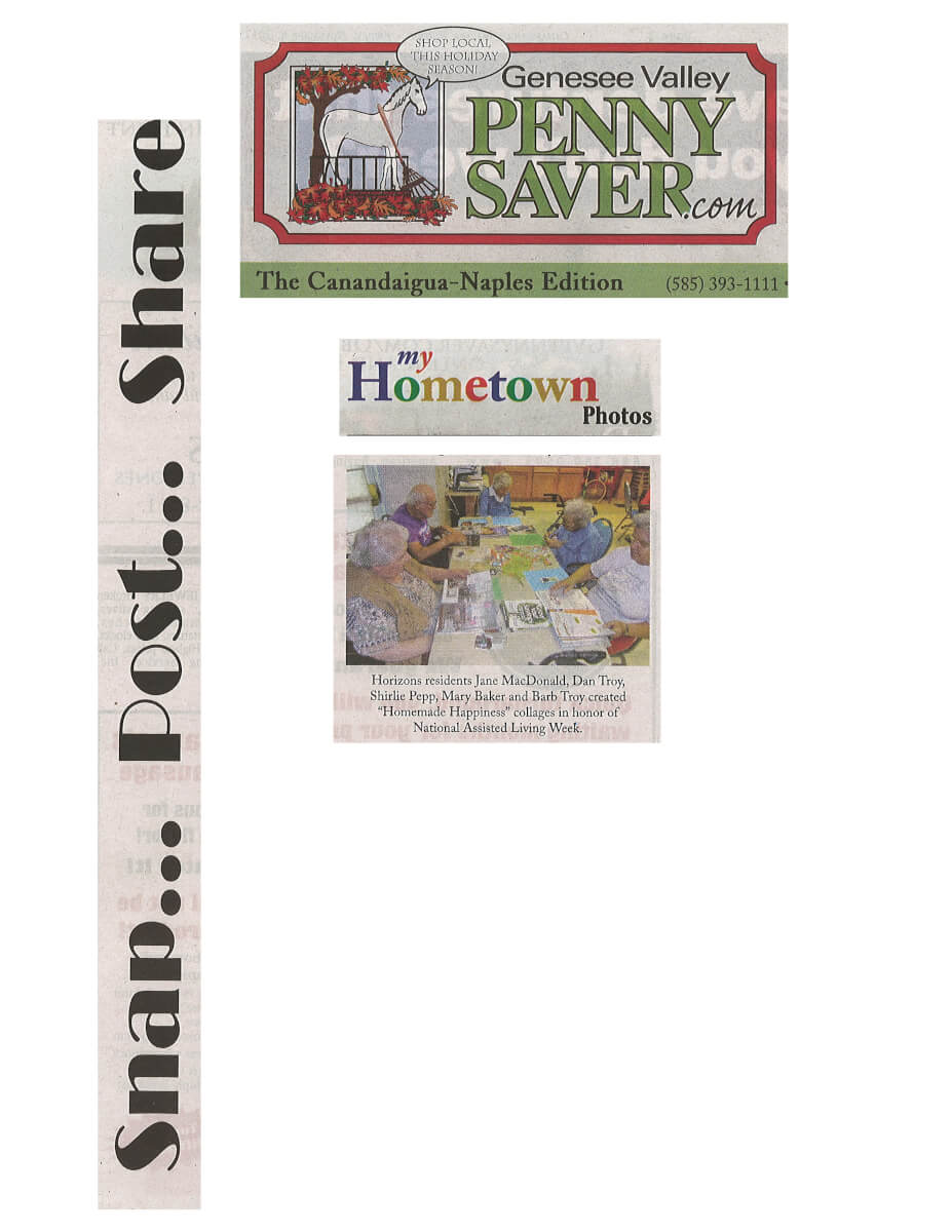 Horizons Celebrates National Assisted Living Week story in the Genesee Valley Penny Saver 