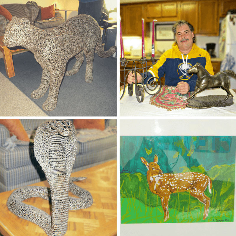Peter and some of his sculptures/paintings
