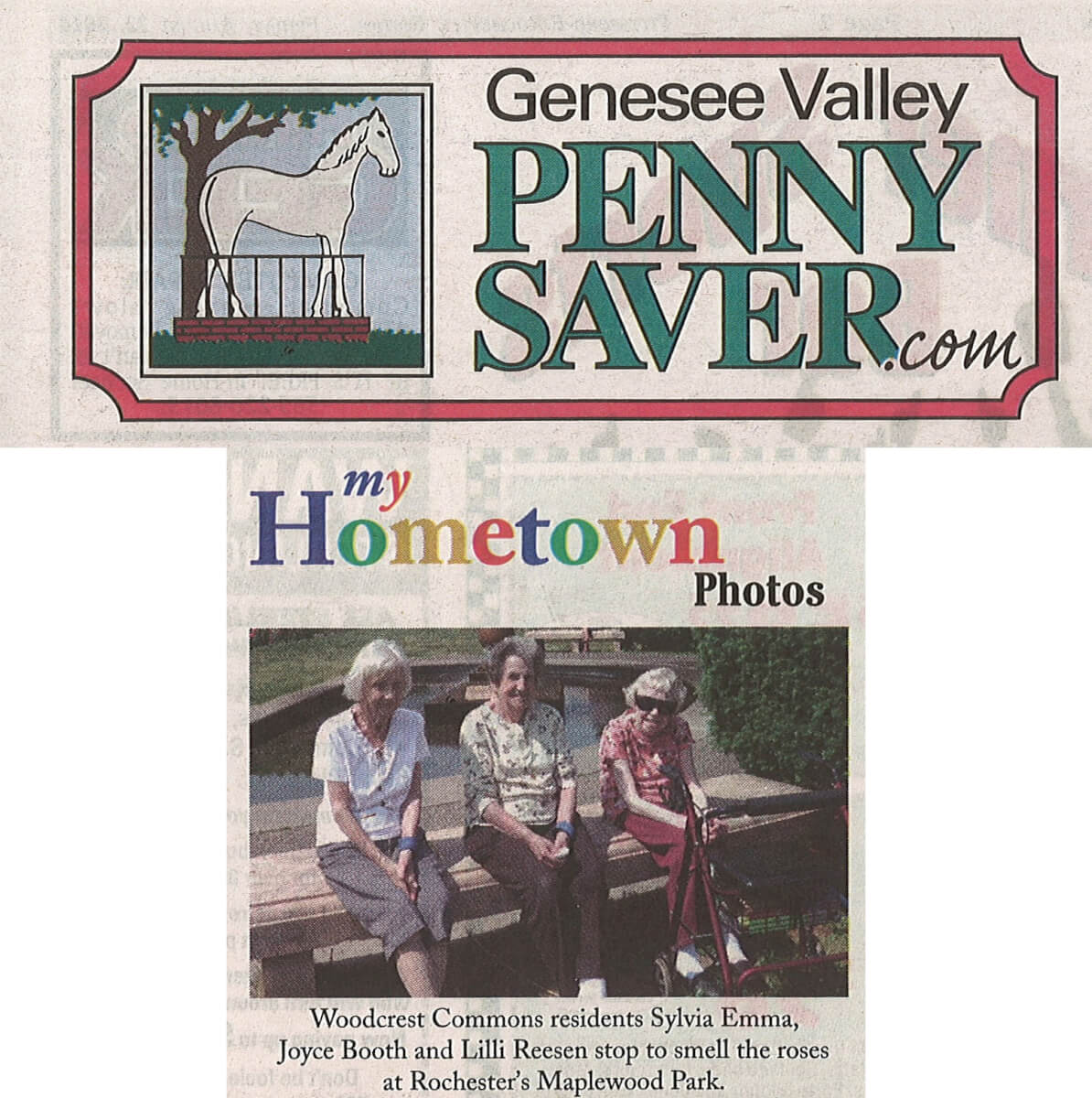 Woodcrest Commons visit Maplewood Rose Garden Photo in the Genesee Valley Penny Saver August 22, 2014