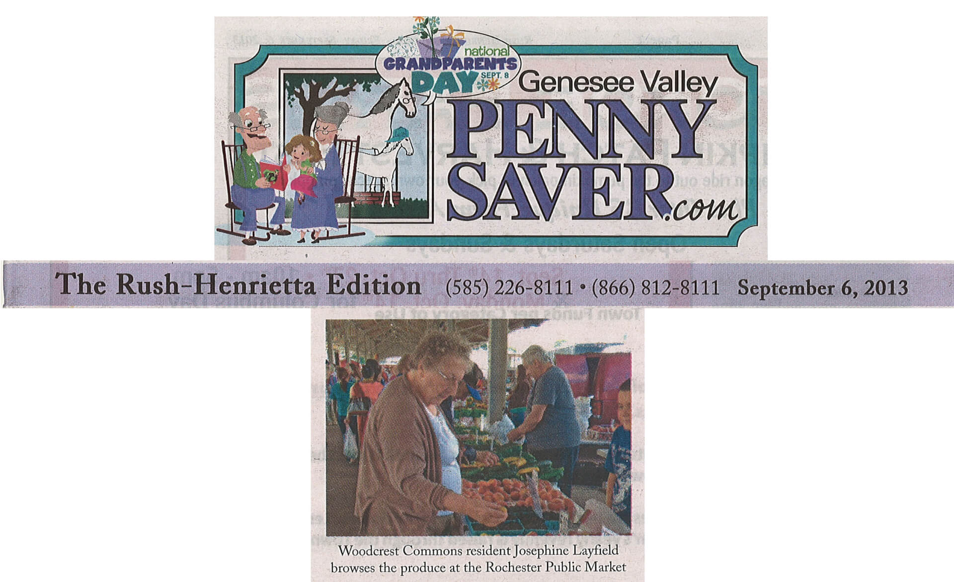 Woodcrest Commons Residents visiting the Rochester Public Market September 2013 in the Genesee Valley Penny Saver 