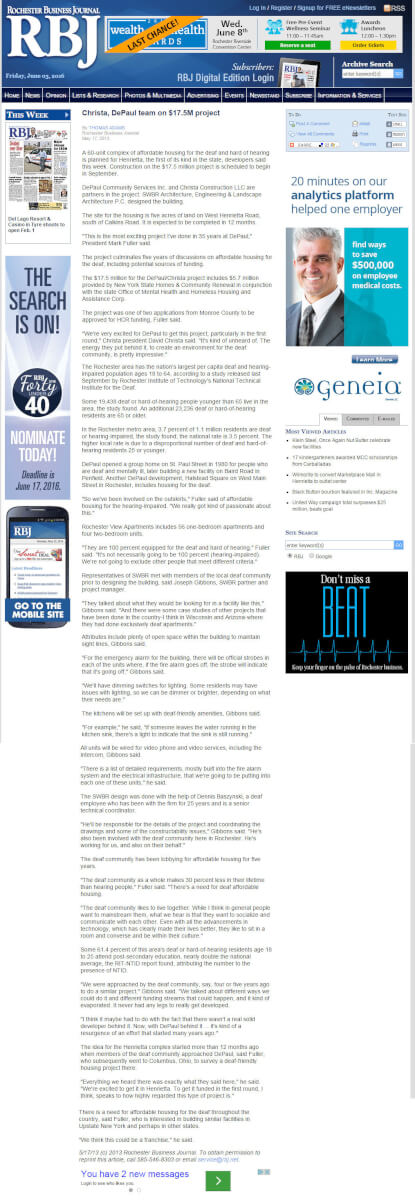 may 17 2013 rochester business journal christa construction depaul article