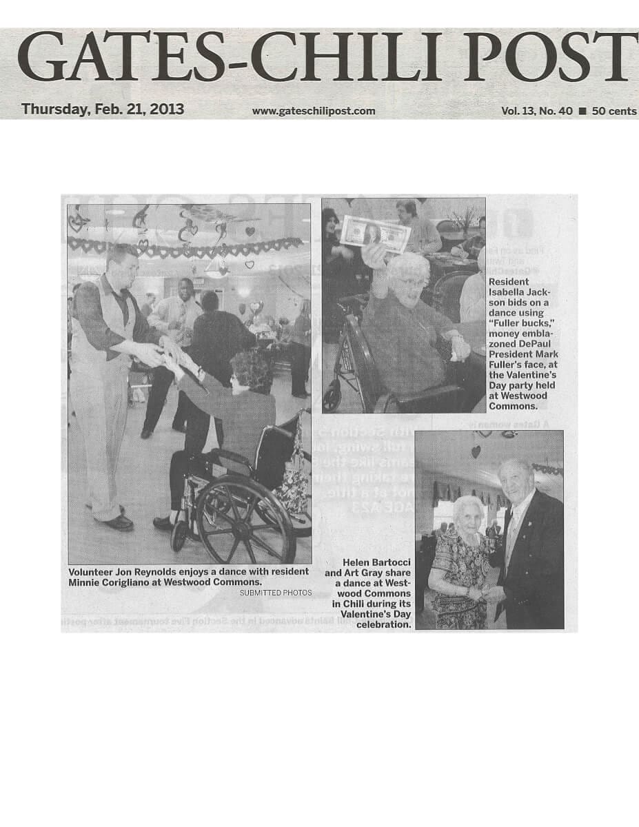 Westwood Commons Valentines Day Story in the Gates-Chili Post February 21, 2013
