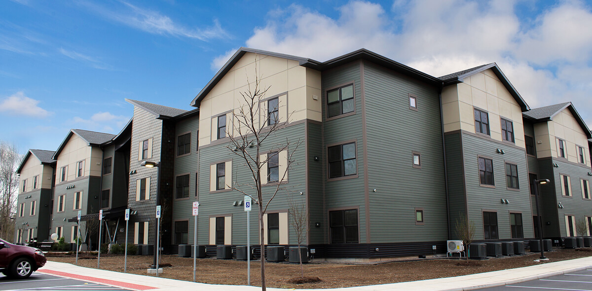 Exterior building photo of Packet Boat Landing Apartments in Lockport