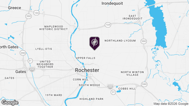 Map showing location of Upper Falls Square Apartments