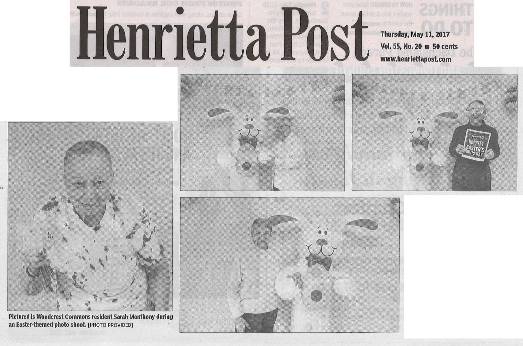 Woodcrest Commons residents have an Easter themed photo shoot. Photos in the Henrietta Post May 11, 2017