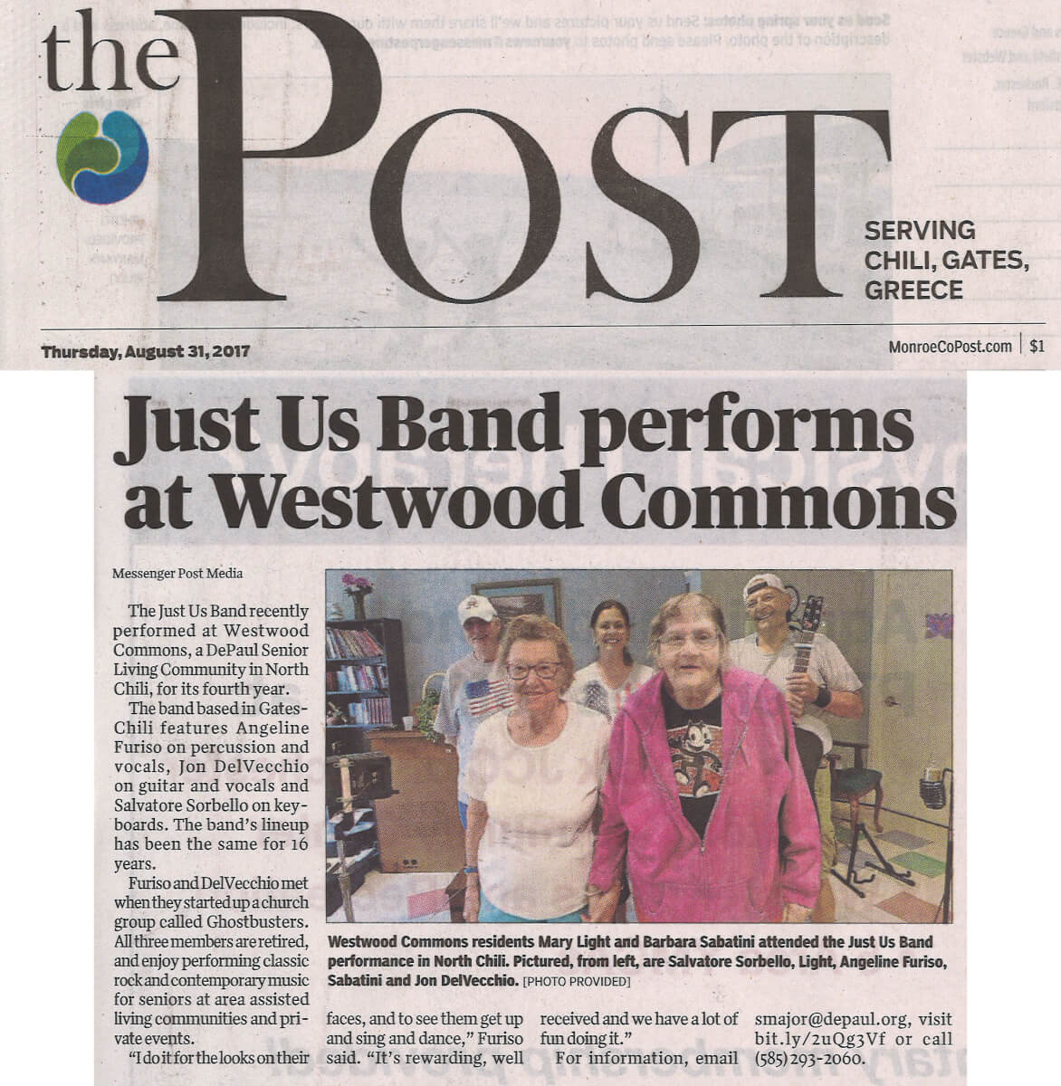 Just Us Band performs at Westwood Commons story in the Post August 31, 2017