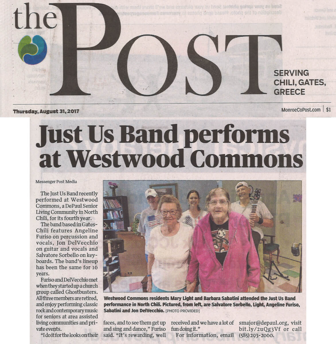 Just Us Band performs at Westwood Commons story in the Post August 31, 2017
