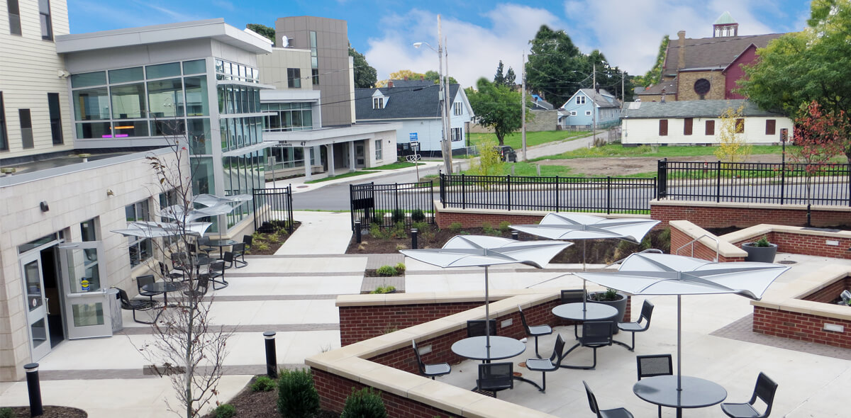 Upper Falls Square Apartments Courtyard