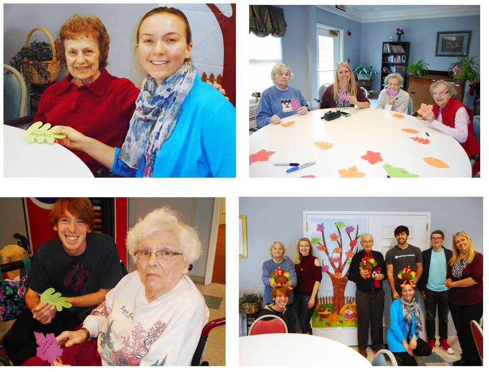 Students at Roberts Wesleyan College visiting with Westwood Commons residents 