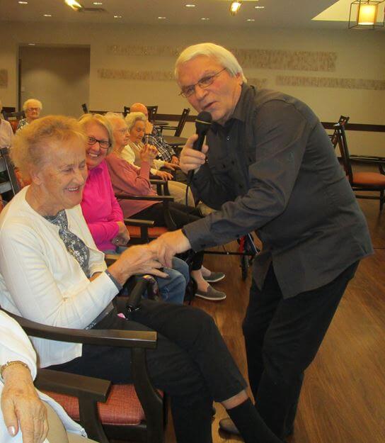  Wheatfield Commons resident Olive Elliott with Johnny Dee