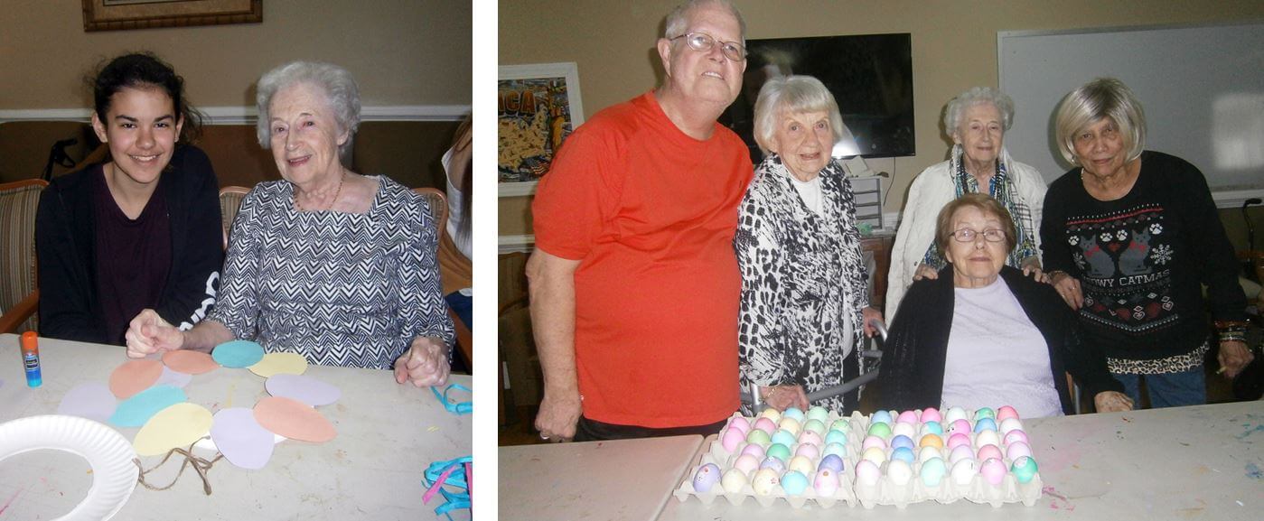  youth from the Student Outreach Service doing Easter crafts with Wexford House residents 