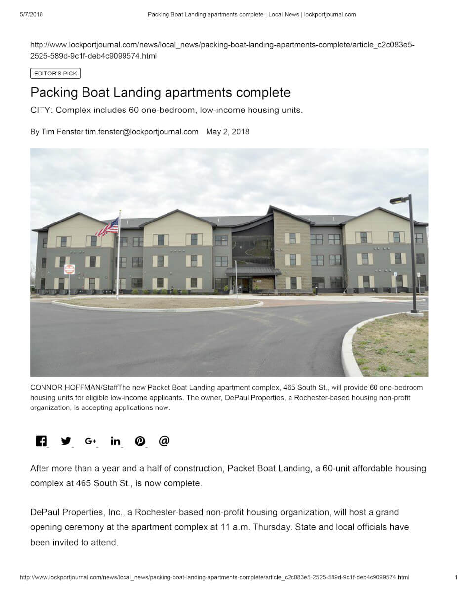 Packing Boat Landing Apartments Complete Local News Lockportjournal