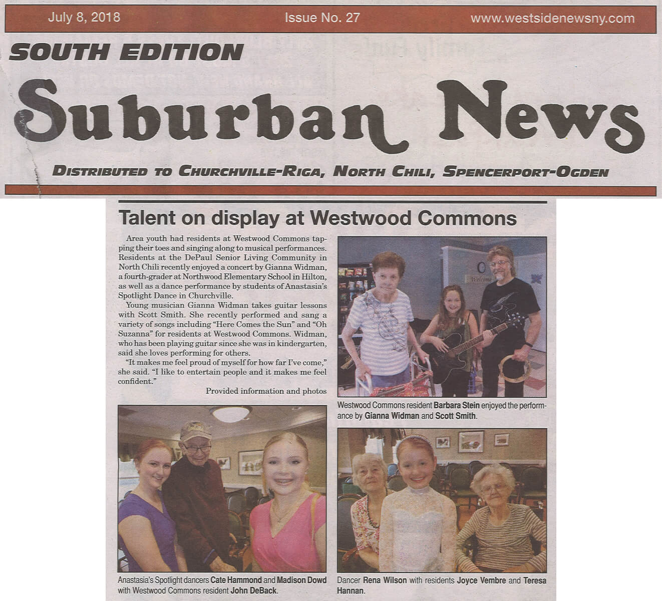 Westwood Commons Talent, 7.8.18 Suburban News