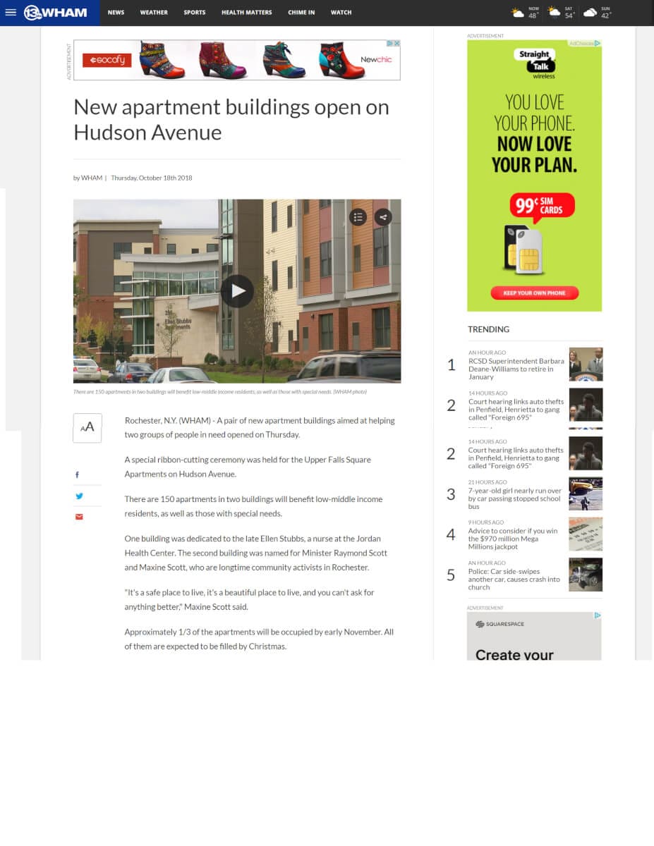 New apartment buildings open on Hudson Avenue (13 WHAM October 18