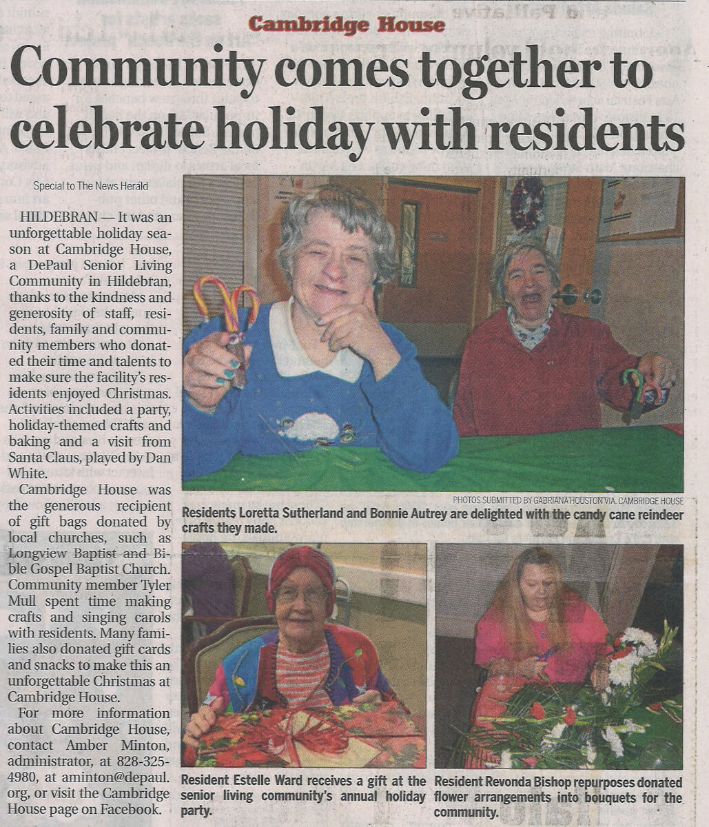 Cambridge House Holidays, 1.29.19 News Herald