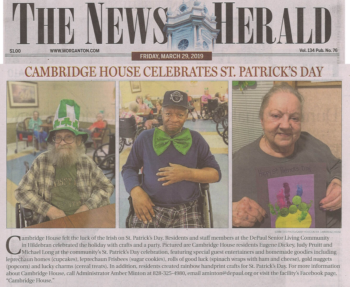 Cambridge House St. Patrick's Day, 3.29.19 News Herald