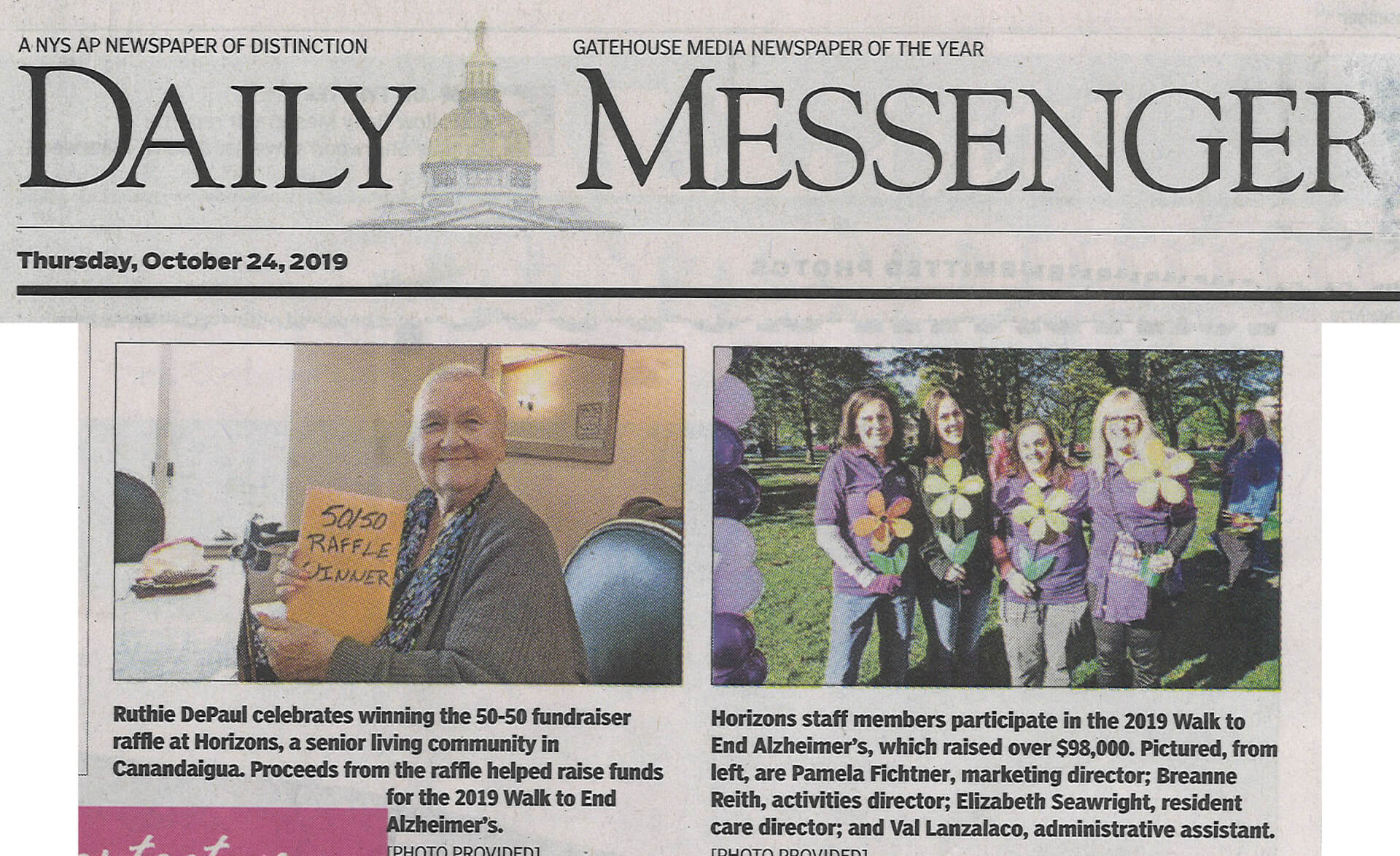 Horizons Alzheimer's Walk, 10.24.19 Daily Messenger (cropped)