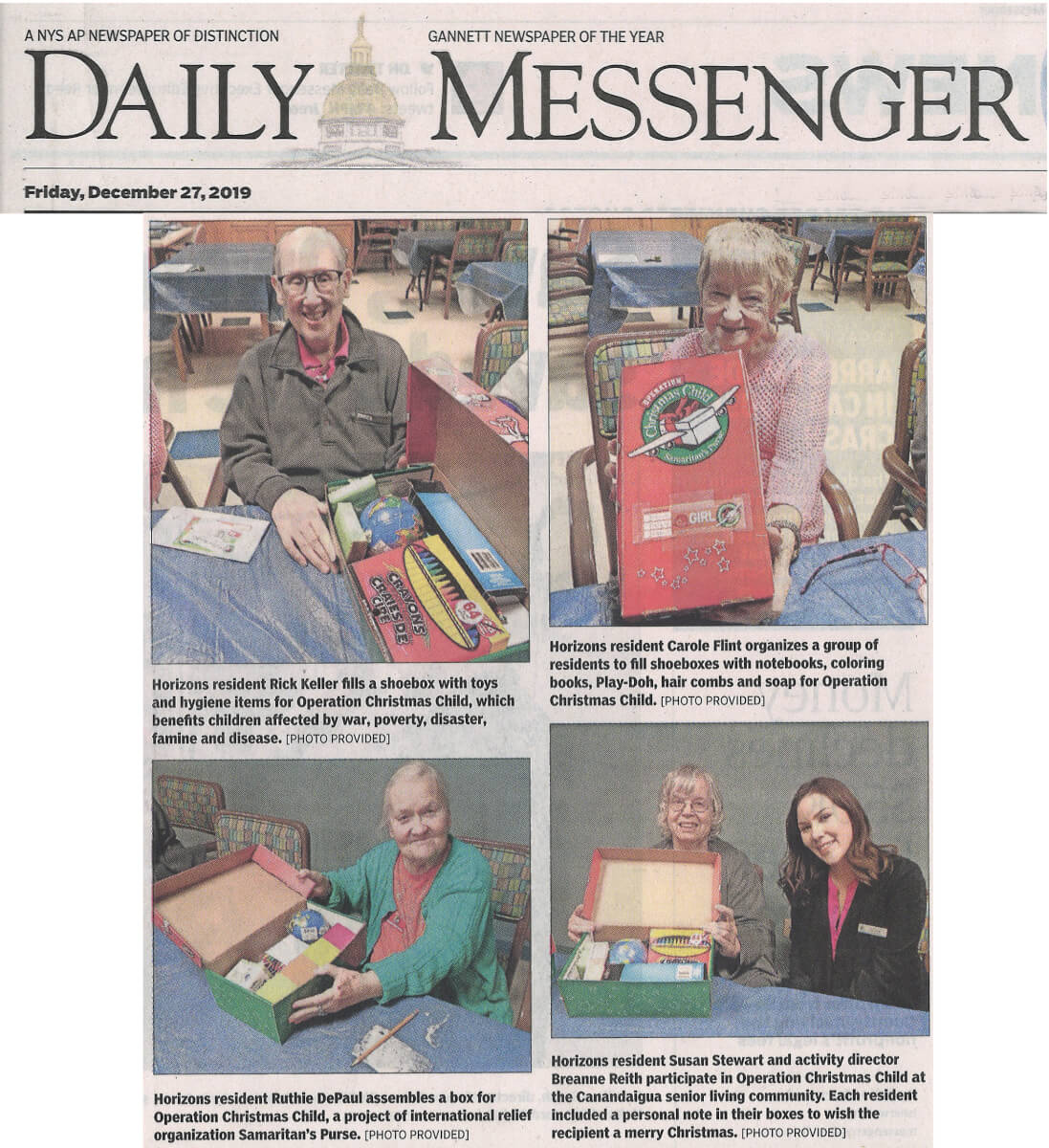 Horizons Operation Christmas Child, 12.27.19 Daily Messenger