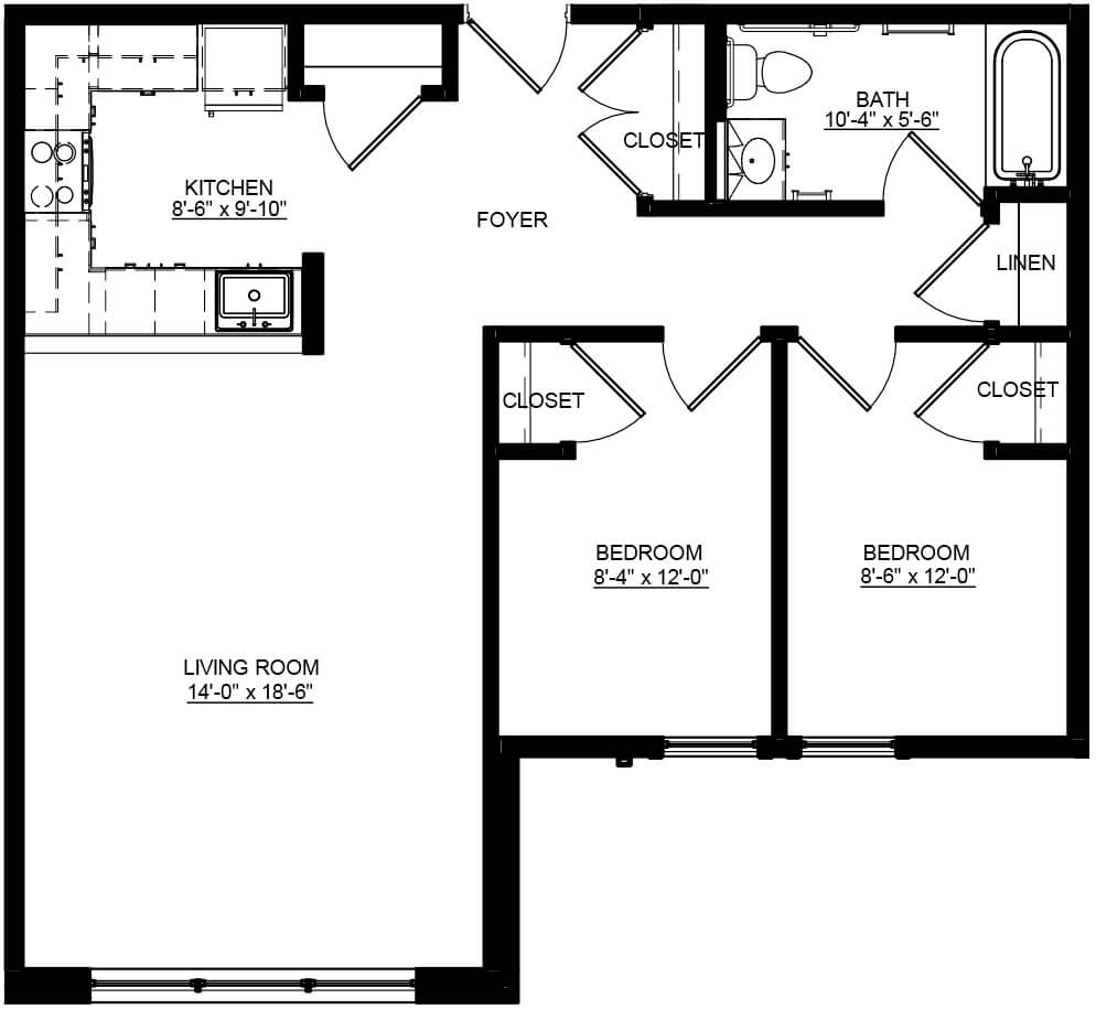 Apple Blossom Apartments Alternate Two-Bedroom Floor Plan