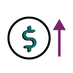 coin icon with upward arrow