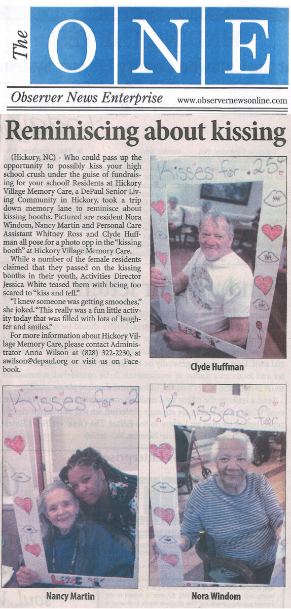 Hickory Village Kissing Booth, 2.13.20 Observer News Enterprise